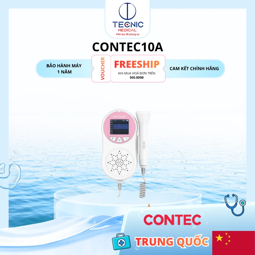Máy Nghe Tim Thai CONTEC10A – Doppler Thai Nhi Nhỏ Gọn, Đầu Dò Nhạy, Hiển Thị Nhịp Tim Rõ Ràng